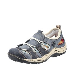 Rieker Damen Slipper Blau lose Einlage L0561-14 Schuhe