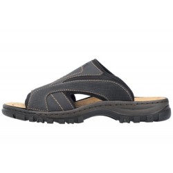 Rieker Herren Pantolette Schwarzgrau 25093-00 Schuhe