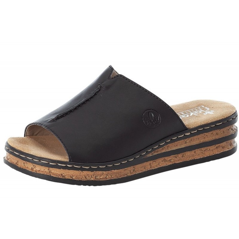 Rieker Damen Pantolette Schwarz 629M9-00 Schuhe