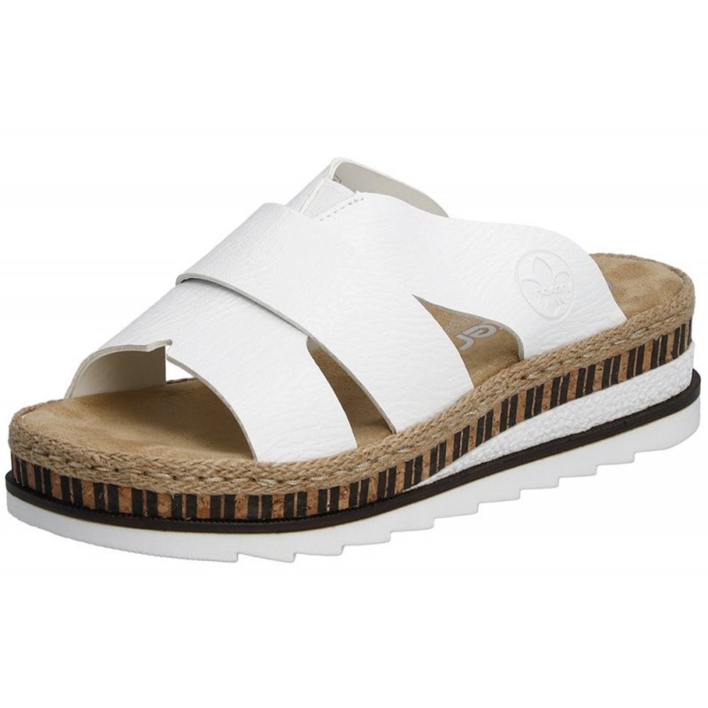 Rieker Damen Pantolette Weiß V7989-80 Schuhe