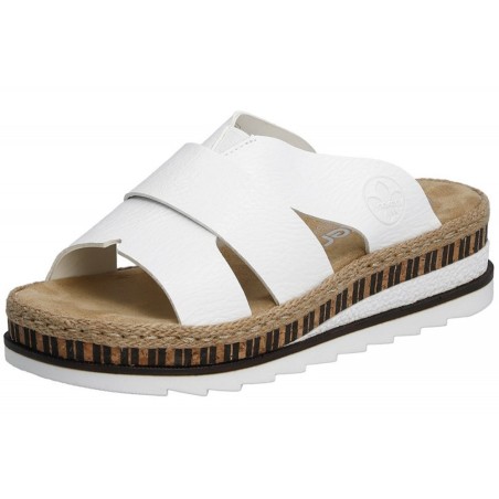 Rieker Damen Pantolette Weiß V7989-80 Schuhe