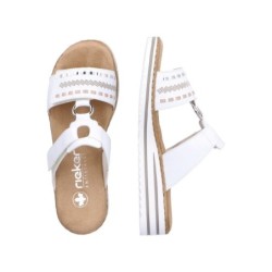 Rieker Damen Pantolette Weiß V0636-80 Schuhe