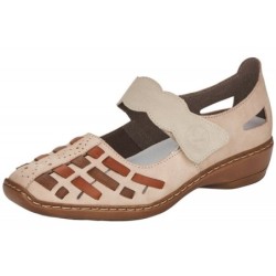 Rieker Damen Spangenballerina Beige 41369-61 Schuhe