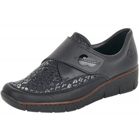 Rieker Damen Slipper Schwarz 537C0-00 Schuhe