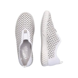 Rieker Damen Slipper Weiß N0965-80 Schuhe