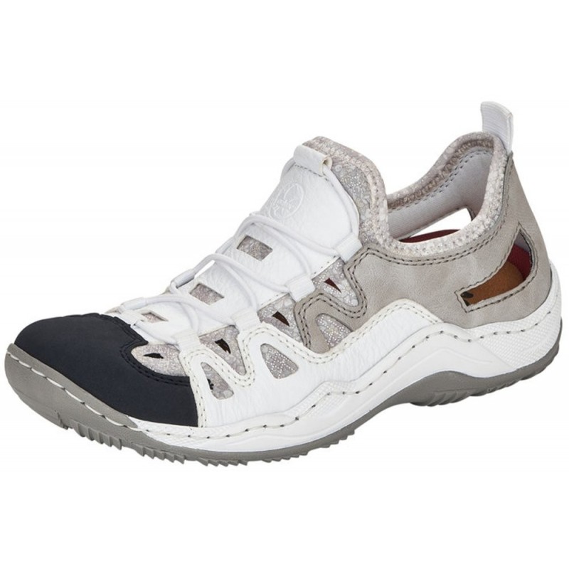 Rieker Damen Slipper Weiß L0539-80 Schuhe