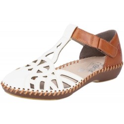 Rieker Damen Sandale Weiß Braun M1678-80 Schuhe