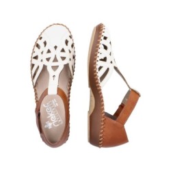 Rieker Damen Sandale Weiß Braun M1678-80 Schuhe
