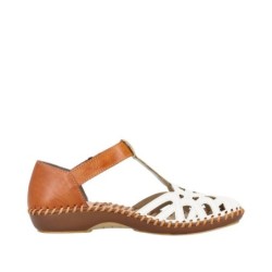 Rieker Damen Sandale Weiß Braun M1678-80 Schuhe