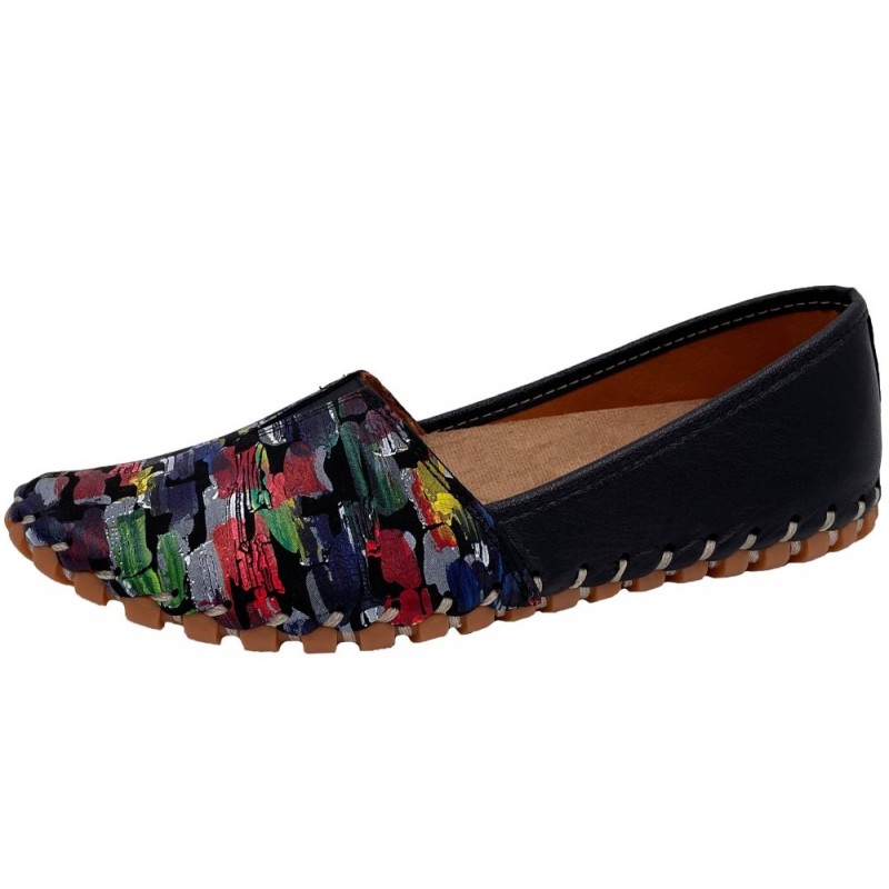 Gemini Damen Ballerina Schwarz Gemustert 31203-19-003 Schuhe