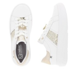 Rieker Evolution Damen Sneaker Weiß Gold W1202-82 Schuhe