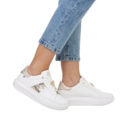 Rieker Evolution Damen Sneaker Weiß Gold W1202-82 Schuhe