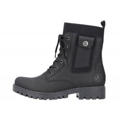 Rieker Damen Schnürboots Schwarz 78540-00 Schuhe