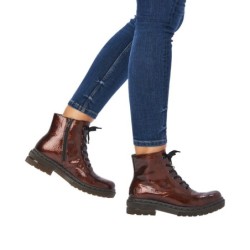 Rieker Damen Lack Boots Braun 78240-25 Schuhe