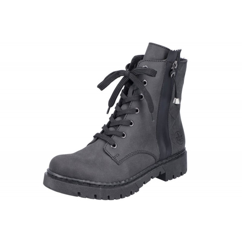Rieker Damen Schnürboots Schwarz Y2441-00 Schuhe
