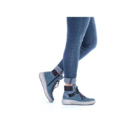 Rieker Damen Schnürboots Blau Z6639-14 Schuhe