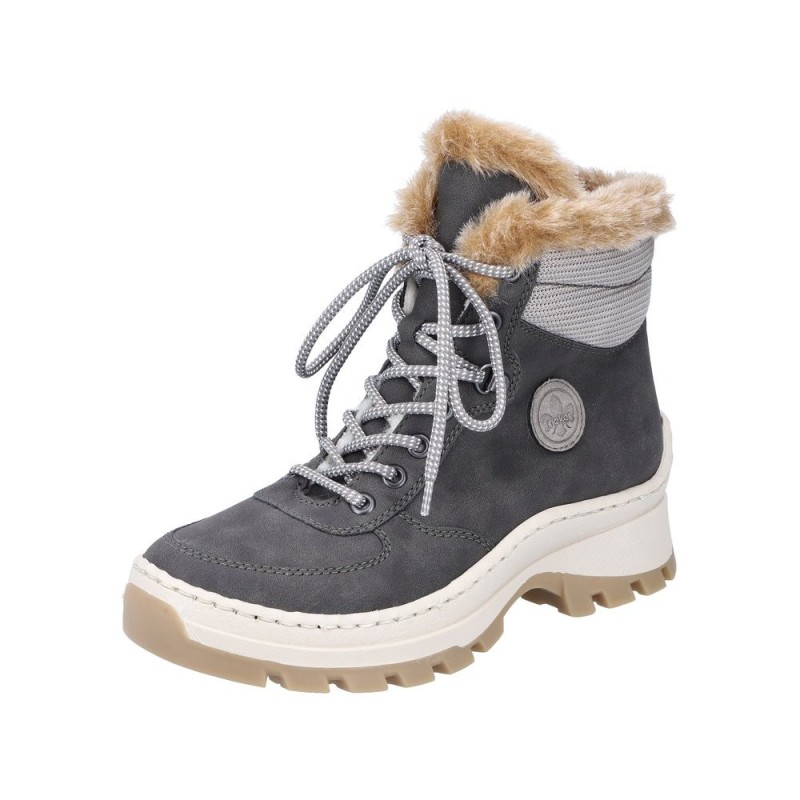 Rieker Damen Schnürstiefel Granitgrau X9335-45 Schuhe