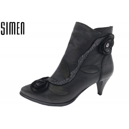 SIMEN Damen Stiefelette Schwarz-Kombi 0531A Schuhe