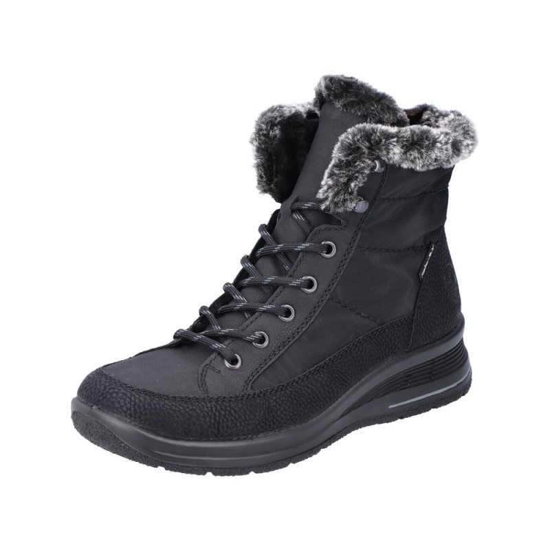 Rieker Damen Schnürboots Schwarz L7742-00 Schuhe