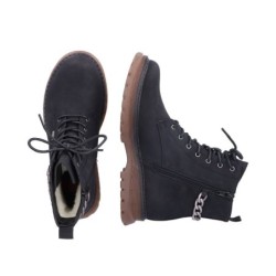 Rieker Damen Schnürboots Schwarz 92820-00 Schuhe