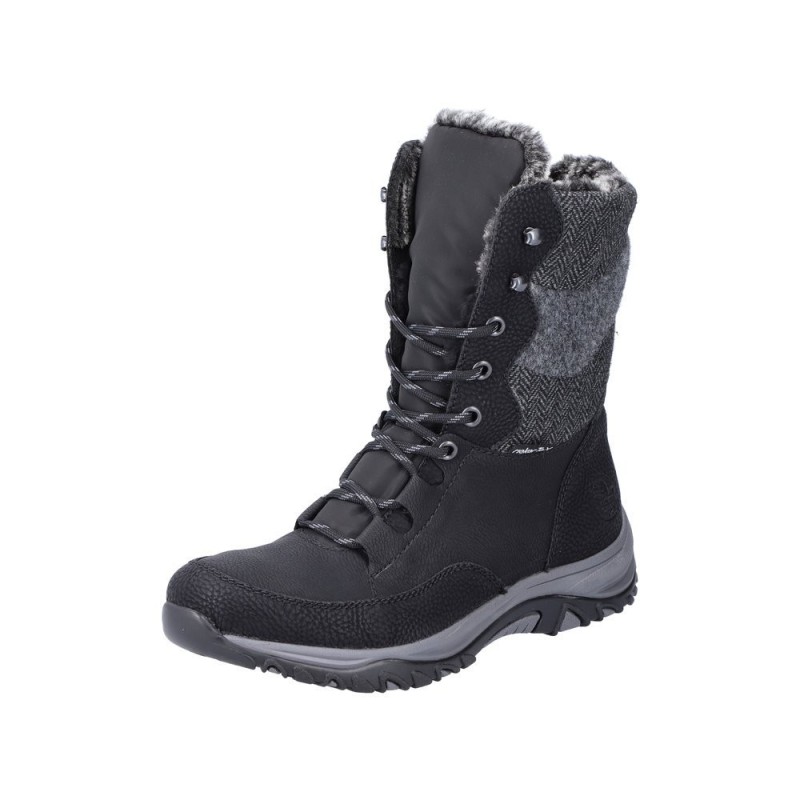 Rieker Damen Schnürboots Schwarz M9643-01 Schuhe