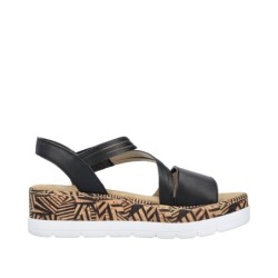 Rieker Damen Keilsandalette Schwarz V3964-01 Schuhe