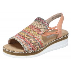 Rieker Damen Sandalette Bunt Apricot V1241-90 Schuhe