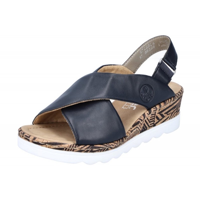 Rieker Damen Keilsandalette Blau 67189-14 Schuhe