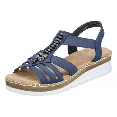 Rieker Damen Sandalette Blau V1206-14 Schuhe