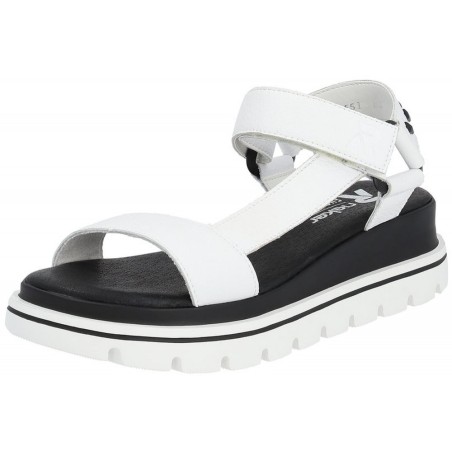 Rieker Evolution Damen Sandale Weiß Schwarz W1651-80 Schuhe
