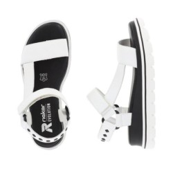 Rieker Evolution Damen Sandale Weiß Schwarz W1651-80 Schuhe