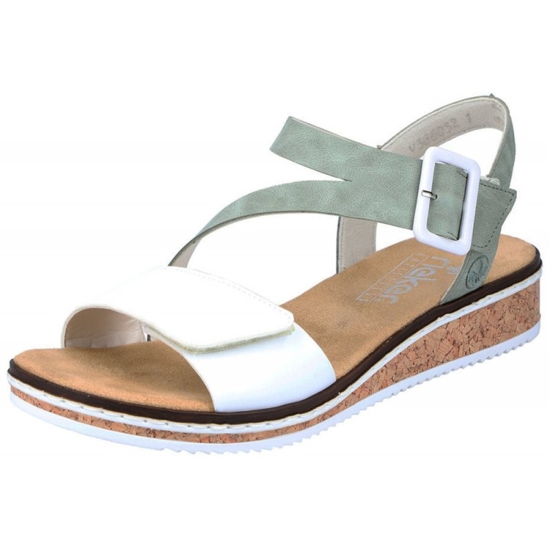 Rieker Damen Keilsandalette Weiß V3660-52 Schuhe