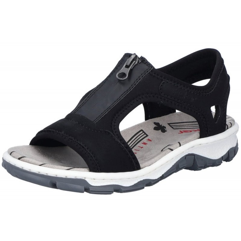 Rieker Damen Trekking Sandale Schwarz 68864-00 Schuhe