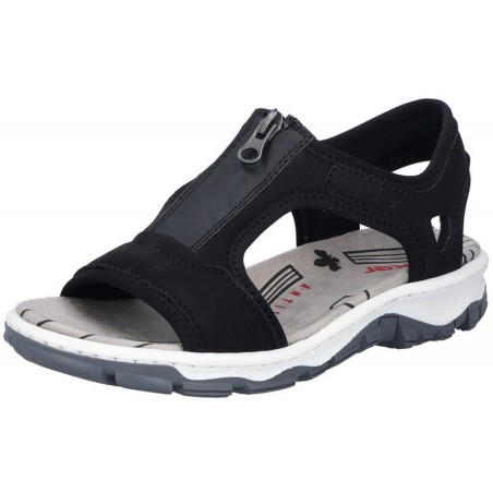 Rieker Damen Trekking Sandale Schwarz 68864-00 Schuhe