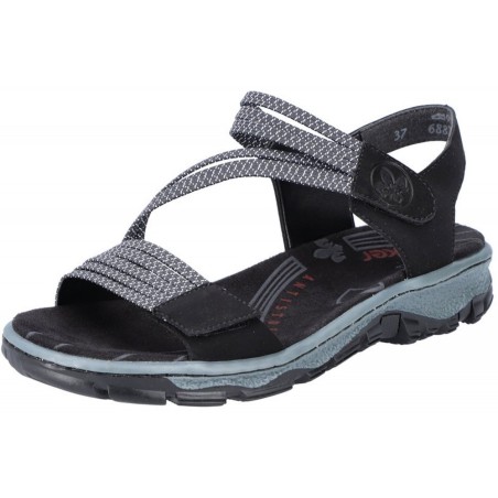 Rieker Damen Trekking Sandale Schwarz 68871-00 Schuhe