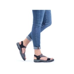 Rieker Damen Trekking Sandale Schwarz 68871-00 Schuhe