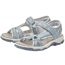 Rieker Damen Trekking Sandale Hellblau 68879-12 Schuhe