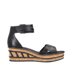 Rieker Damen Plateau Sandale Schwarz 68194-00 Schuhe