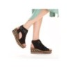 Rieker Damen Keilsandale Schwarz 68191-00 Schuhe
