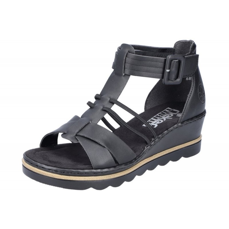 Rieker Damen Sandalette Schwarz 67480-01 Schuhe