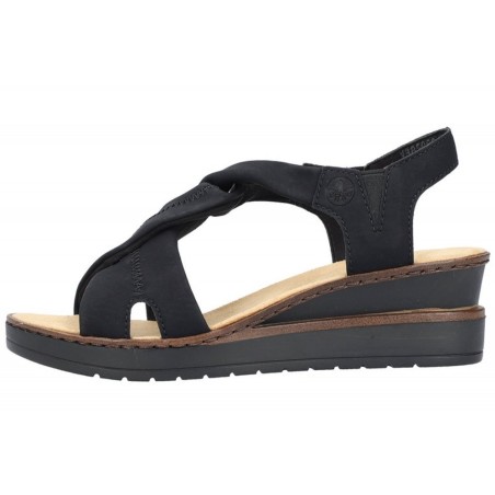 Rieker Damen Keilsandalette Schwarz V3850-00 Schuhe