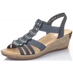 Rieker Damen Keilsandale Dunkelblau 62436-14 Schuhe