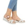 Rieker Damen Sandalette Weiß Apricot mit Schnalle 67476-38 Schuhe