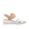 Rieker Damen Sandalette Weiß Apricot mit Schnalle 67476-38 Schuhe