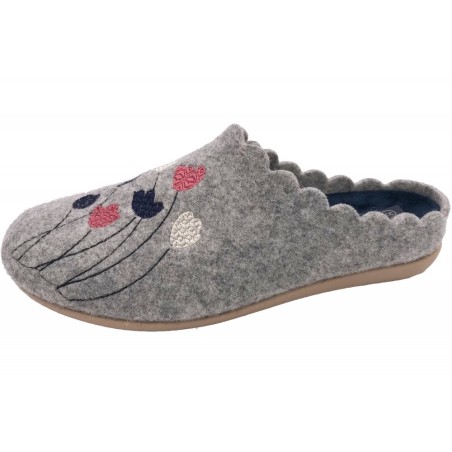 Damen Hausschuh Filz Pantoffel Grau 507400003 Schuhe