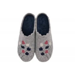 Damen Hausschuh Filz Pantoffel Grau 507400003 Schuhe