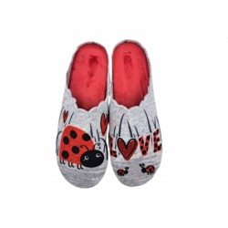 Damen Hausschuh Filz Pantoffel Marienkäfer 507-43-0001 Schuhe