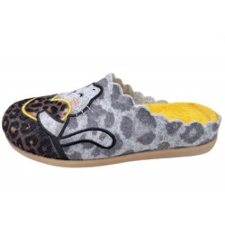 Damen Hausschuh Filz Pantoffel Katze 507430003 Schuhe