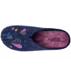 Damen Hausschuh Filz Pantoffel Blau 511-10-0043 Schuhe