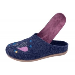 Damen Hausschuh Filz Pantoffel Blau 511-10-0043 Schuhe